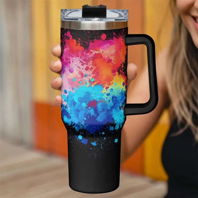 40oz Tumbler with Lid, 1 Count Colorful Koala Pattern Stainless Steel Water Bottle, Insulated and Durable, Gift for Any Occasion, Drinkware 4