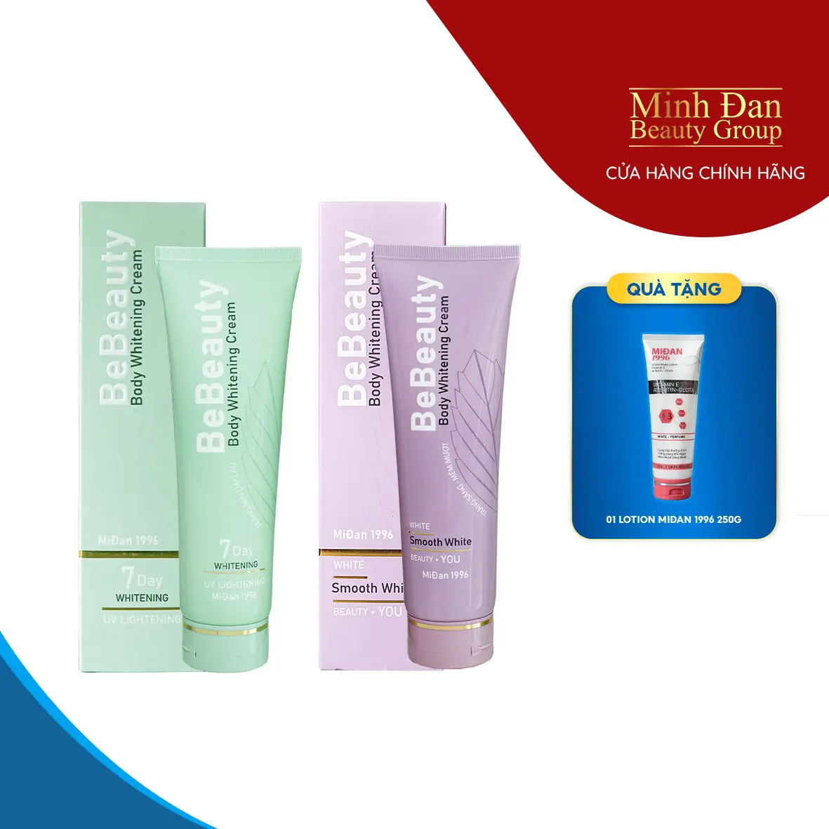 [TẶNG KÈM LOTION 250GR] Bộ kem dưỡng trắng da toàn thân ban ngày & ban đêm Bebeauty Body Whitening Cream Day Women Nữ