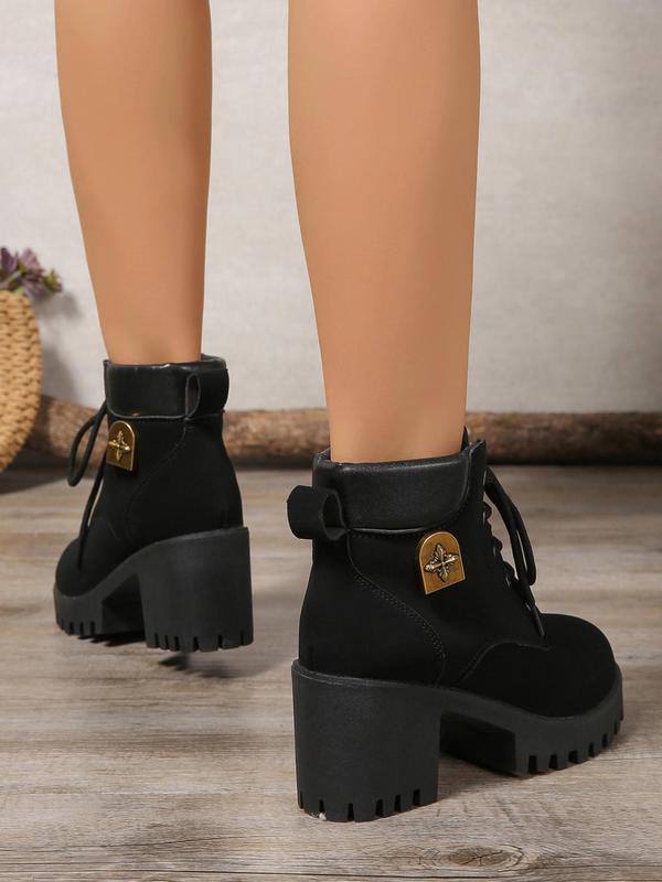 Women's Fashionable Lace Up Ankle Boots, Casual Comfortable Boots for Daily Wear, Valentine's Day Gift for Her, Perfect for Students and Outdoor Sports 3