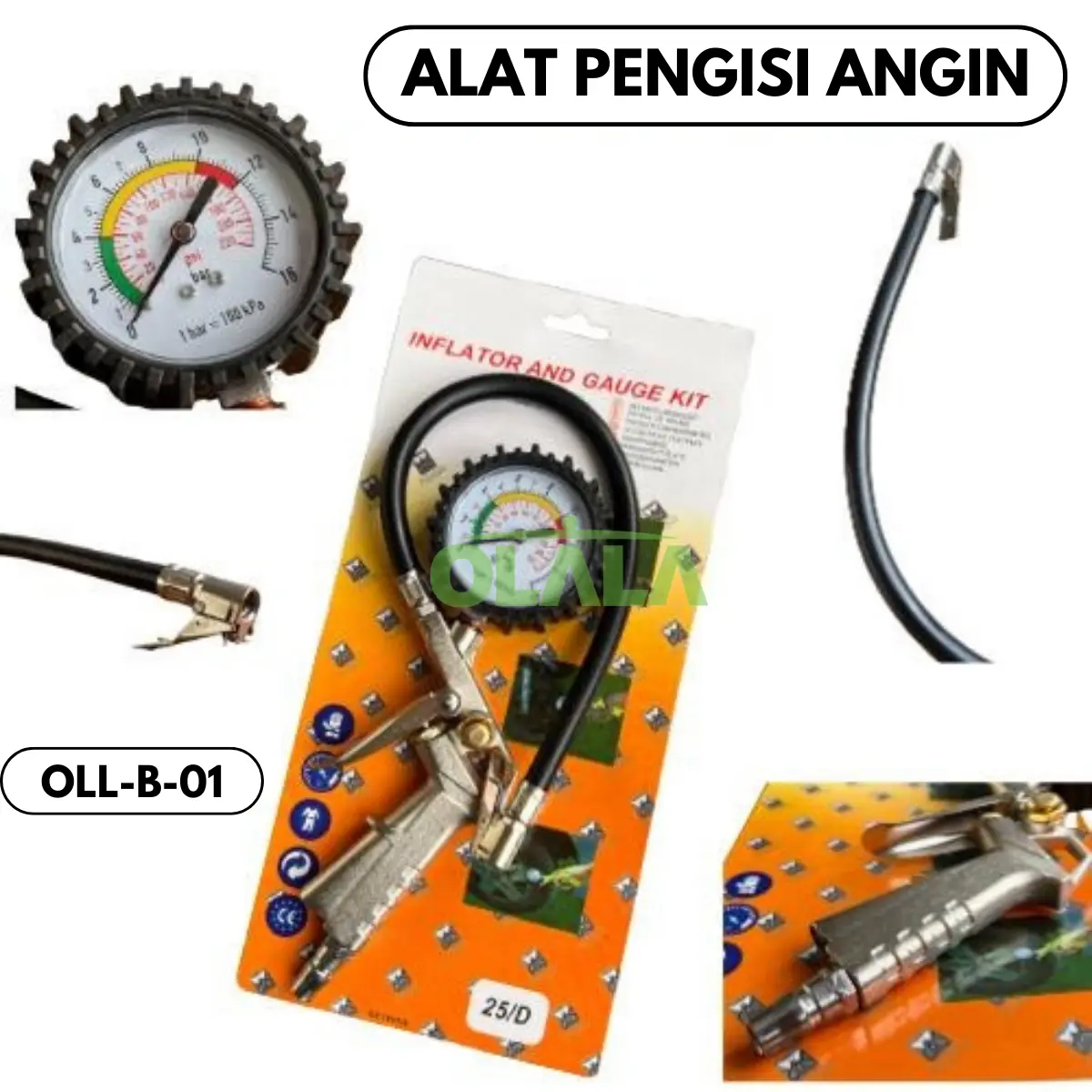 【COD】ALAT PENGISI ANGIN DAN TES TEKANAN ANGIN BAN MOBIL/MOTOR INFLATOR GAUGE KIT OLL-B-01 Car