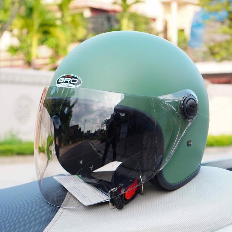 Mũ bảo hiểm nữ chính hãng kính dài GRO Helmet