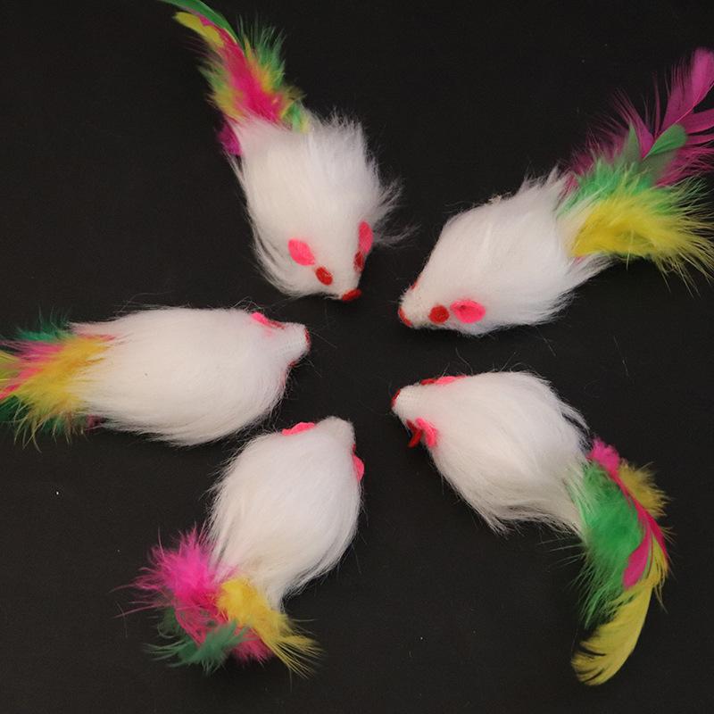 Product Introduction of 5pcs Cute Mini Soft Fleece False Mouse Cat Toys Colorful Feather Funny Playing Training Toys for Cats Kitten Puppy Pet Supplies 6