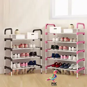 Rak Sepatu 5 Tingkat Tempat Sepatu Sandal 5 Susun Rangka Besi & Plastik