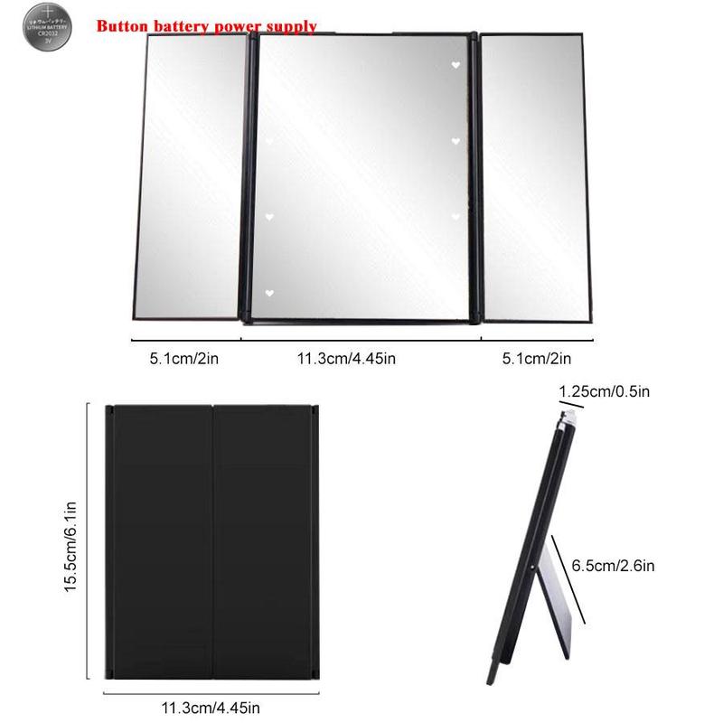 360-Degree Rotatable LED Light Mirror, Foldable Makeup Mirror, Professional Makeup Mirror, Ideal Hairdressing Mirror and Hairdressing Supplies Accessories, Rotating 1