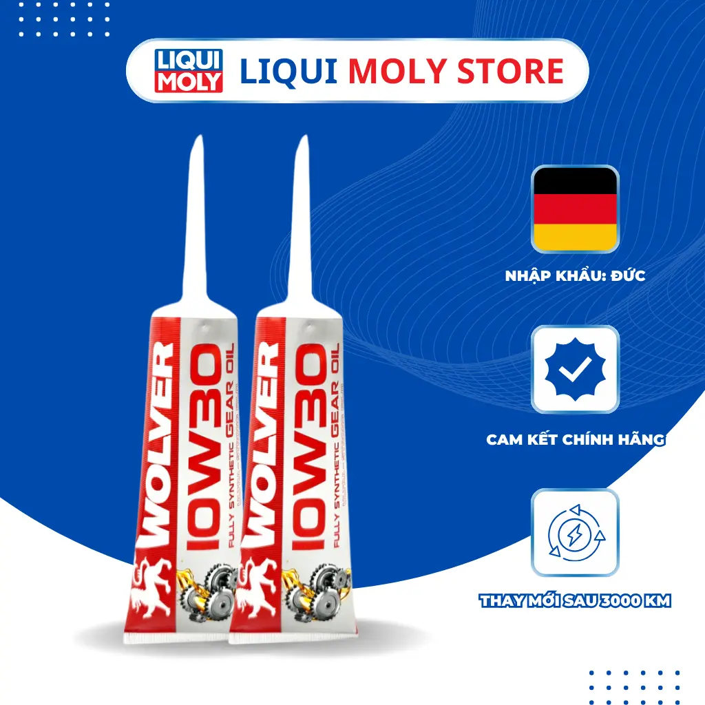 Nhớt hộp số (nhớt láp) tổng hợp Wolver 10w40-10W30 fully synthetic tuýp 120ml - Sản xuất tại Đức