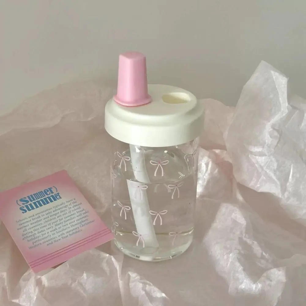 Thetea Drinkware 500ml Straw Cup Bowknot Plastic Cup With Lid Straw Large Capacity Water Bottle Bubble Tea Coffee
