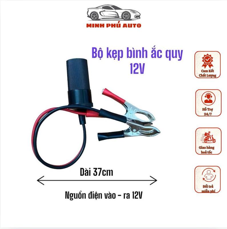 Dây Kẹp Bình Ác Quy Nguồn Ô Tô Có Đầu Cắm Tẩu, Dây Chuyển Đổi 12V Tiện Dụng Cho Xe Ô Tô, Xe Máy