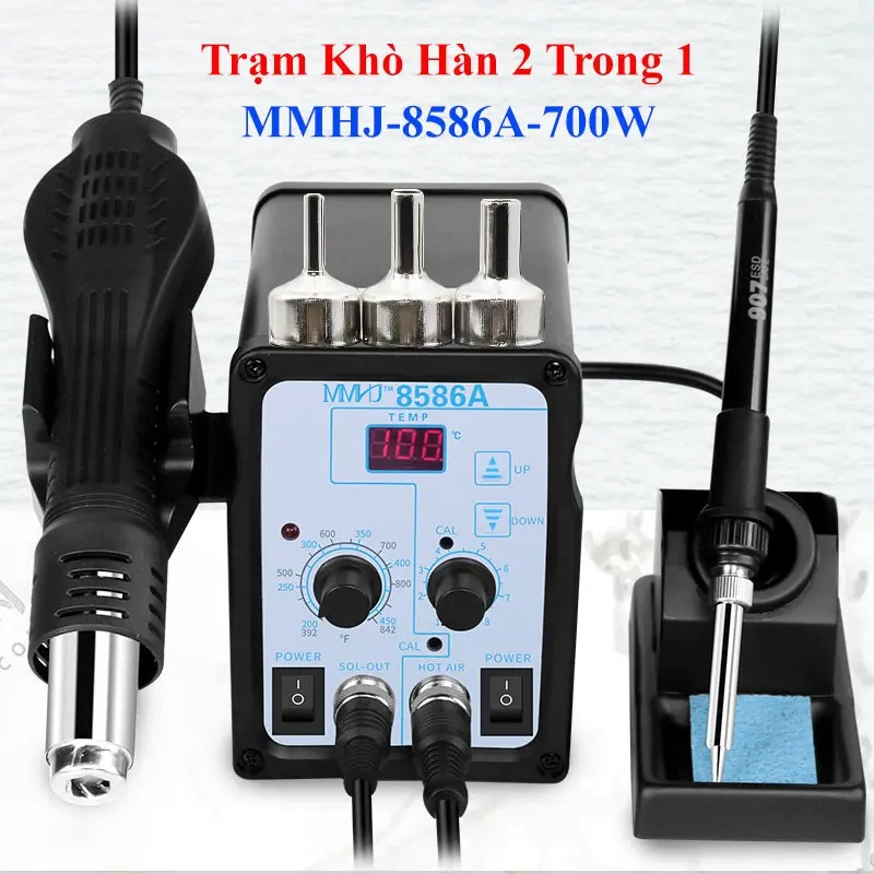 Máy hàn khò MMHJ 8586A tích hợp Mỏ Hàn 2 in 1,công suất 700W, điện áp 220V, màn hình kỹ thuật số siêu bền Chính Hãng