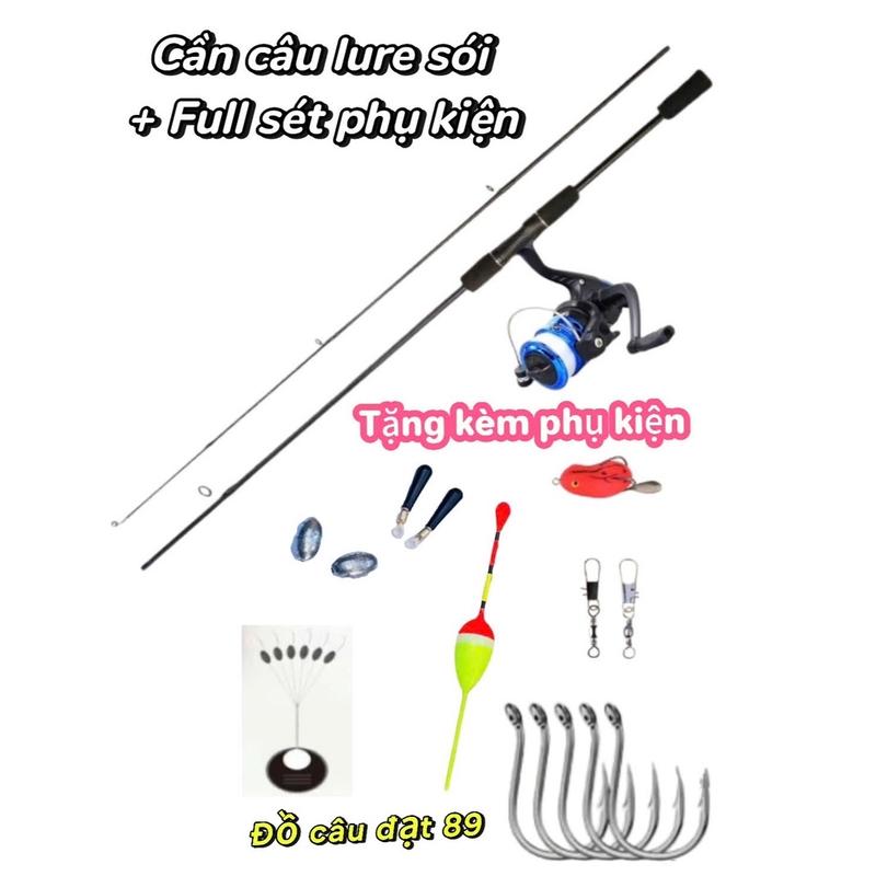 Bộ cần lure sói đen + kèm máy nhựa 200 cuốn sẵn cước tặngg Full set phụ kiện Đi Câu Câu Cá Câu Lure Fishing Bắt Cá