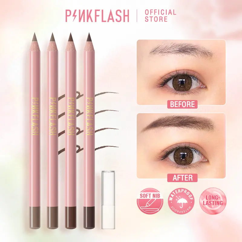 Bút Chì Kẻ Lông Mày Tự Động, PINKFLASH, Không Thấm Nước Và Mồ Hôi, Lâu Trôi, Dễ Đeo, Bền, 4 Màu Tự Nhiên, Dễ Pha Trộn, Mềm Mại Với Cọ, Trông Tự Nhiên