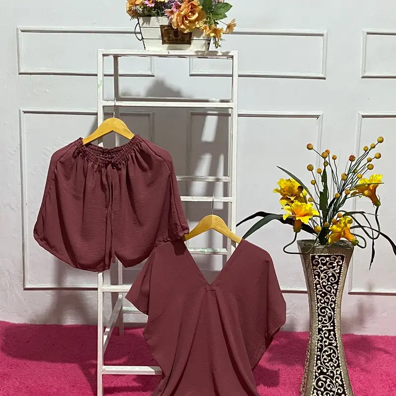 Setelan One Set Wanita Jumbo LD 132 Muat sampai 100KG Bahan Crinckle Airflow Premium 3