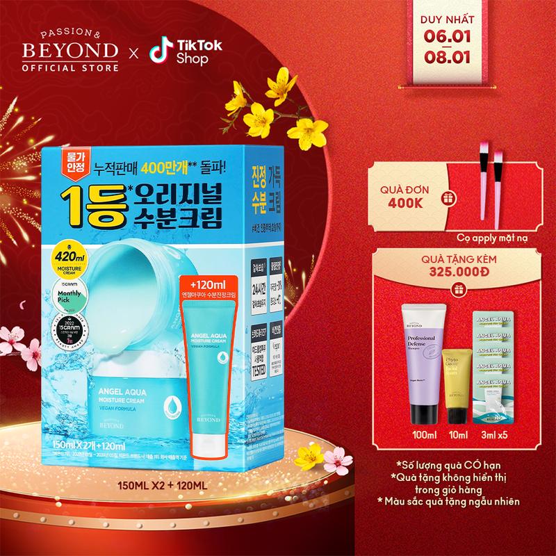 [PHIÊN BẢN ĐẶC BIỆT] Kem dưỡng ẩm Tinh Linh Nước làm dịu Beyond Angel Aqua Moisture Cream 150ml x2 + 120ML
