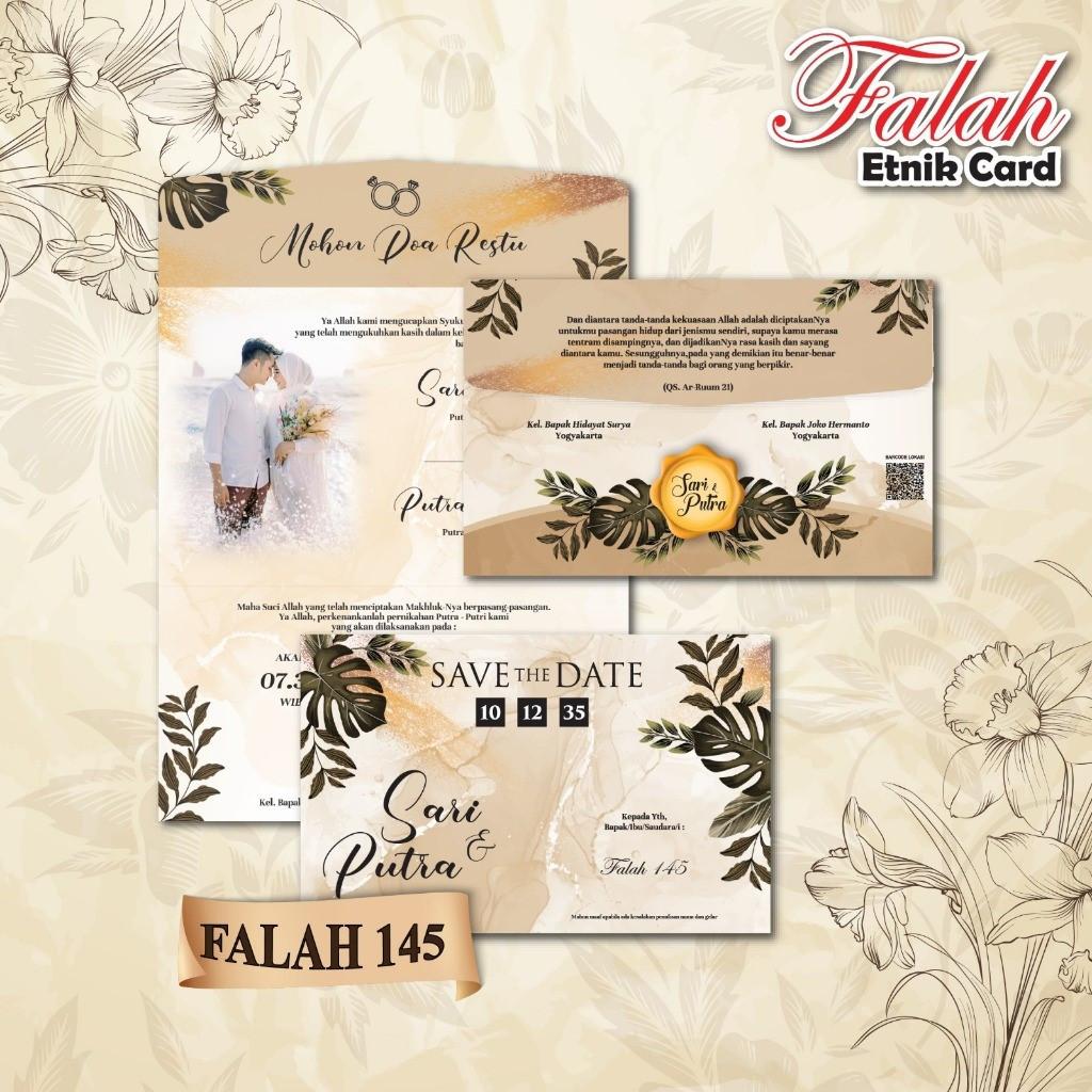 Undangan Pernikahan PROMO Terbatas  FALAH  145  | Paket Leng Elegan Modern Paket Lengkap 100 PCS Gratis Label & Plastik - JanjiKita | Default