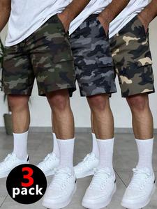 Men's Camo Print Elastic Waist Cargo Shorts, Regular Fit Casual Comfy Breathable Multi-pocket Shorts for Summer, Men's Bottoms for Daily Wear