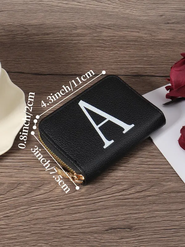 Fashion Letter Pattern Zipper Short Wallet, Casual Versatile Card Holder for Women & Girls, Trendy All-match & Exquisite Wallet for Birthday Gift 1