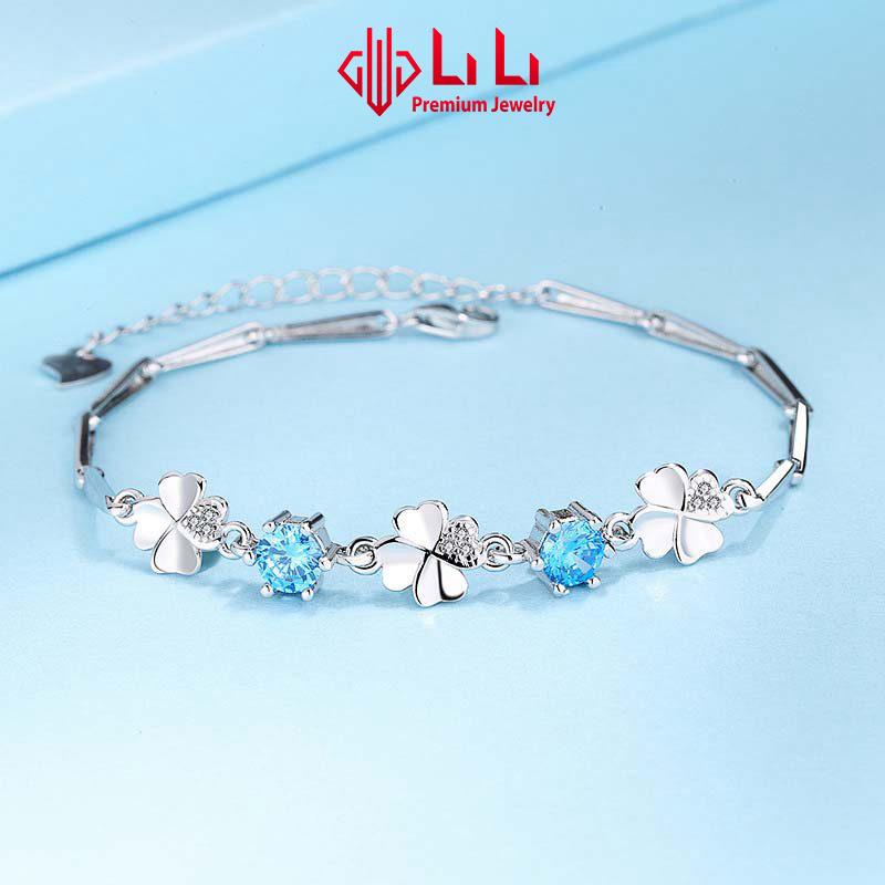  Lắc tay bạc nữ LiLi S925 đính đá CZ cao cấp hình cỏ 4 lá may mắn Fenix LILI_612672 