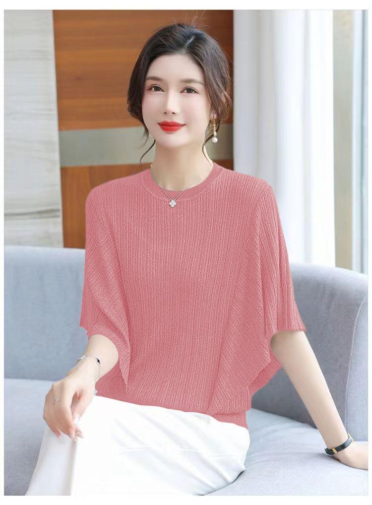 Product Introduction of Áo Phông Dáng Rộng Cho Nữ, Ngoại Cỡ, Áo Cánh Dơi, Làm Bằng Lụa Lạnh, ngắn Tay, Áo Thường Ngày Thích Hợp Cho Mùa Hè, Áo Cánh Mỏng, Quần Áo Nữ 14