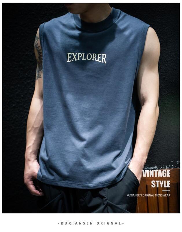 Product Introduction of Summer Sleeveless T-Shirt Vest For Men, Loose And Trendy Brand Ins, Large Size, Camisole, Half Sleeved, American Sports Short Sleeved T-Shirt 27