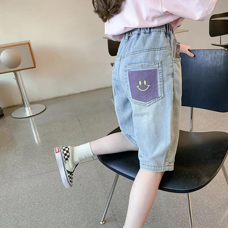 Quần Short Denim Phong Cách Phương Tây Mỏng, Cho Bé Gái, Thích Hợp Cho Mùa Hè, Quần Thường Ngày Cho Trẻ Em, Cho Trẻ Em Trung Bình Và Lớn, Quần Dài Đến Đầu Gối Cho Bé Gái, 2025 0