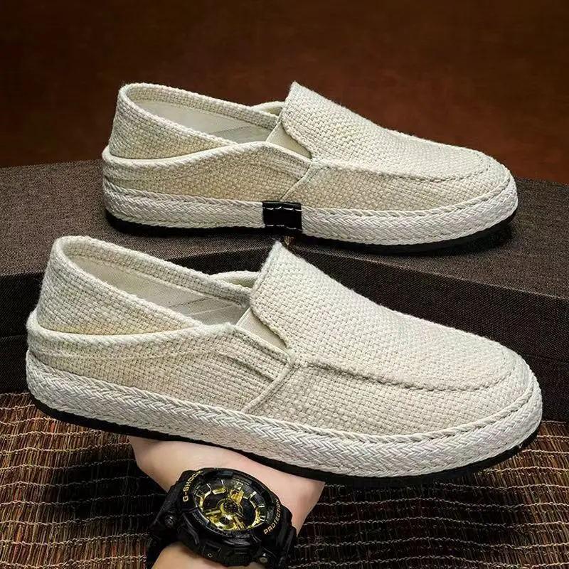 2024 men's shoes summer breathable thin casual sports one foot to work board shoes anti-odor old Beijing cloth shoes