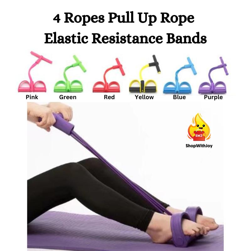 【ShopWithJoy 4 Ropes Pull Rope Elastic Resistance band Exercise Body Home Fitness Sit Up Abdominal Workout Equipment Gym Outdoor