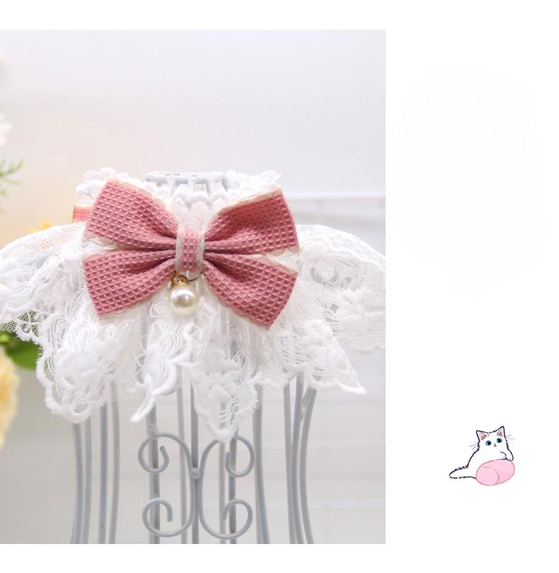 Product Introduction of Pet Collar Romantic Bowknot Cat Lace Collar with Adjustable Straps Lace Mesh Dog Collar Stylish Lace Mesh Dog Bib Pet Supply 7