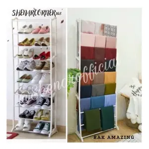 SHENAR RAK JILBAB RAK SEPATU/RAK KERUDUNG HIJAB PORTABLE SERBAGUNA/RAK 10 SUSUN MULTIFUNGSI, RAK SEPATU SUSUN 10 - AMAZING SHOE RACK, SHENARCORNER168