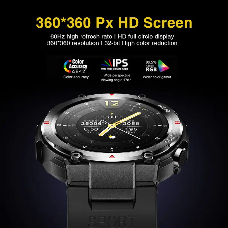 Aolon Tetra R2 Jam Tangan Pintar Pria Olahraga Luar Ruangan Kebugaran Dial Khusus Pelacak Kebugaran IP67 Tahan Air Jam Tangan Layar Sentuh Penuh Panggilan Bluetooth Pelacak Kebugaran Denyut Jantung jam tangan pria jam tangan smartwatch 2