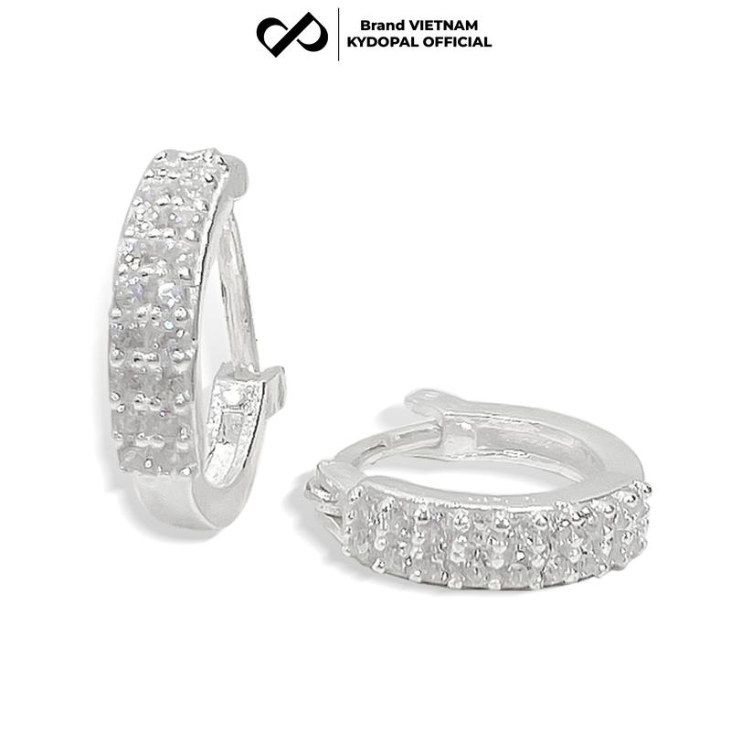 Khuyên tai bạc nữ KYDOPAL khoen tròn nạm đá cao cấp - 9K19