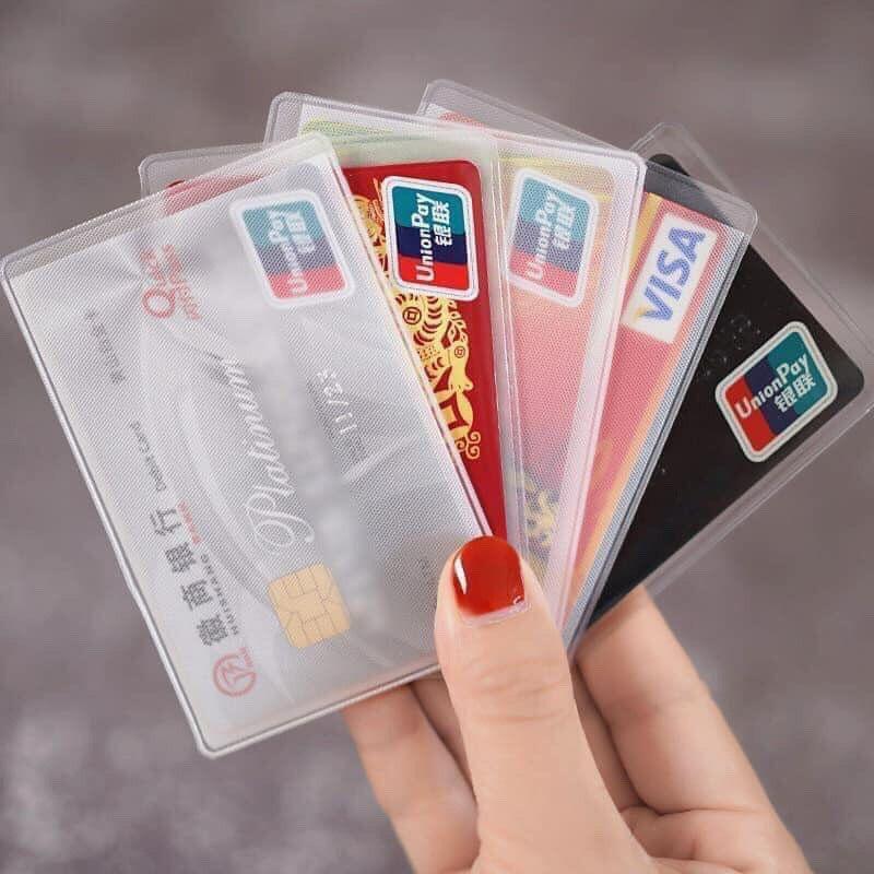 Set 10 Túi bọc thẻ căn cước 1 mặt nhám - Vỏ bọc thẻ trong suốt đựng ATM chứng minh, thẻ học sinh, sinh viên ngân hàng