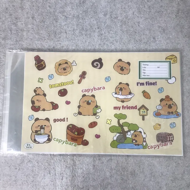 Bìa bao tập tiện lợi bìa bao tập cute có sẵn bìa bao kiếng họa tiết  capybara (10 cái) 5
