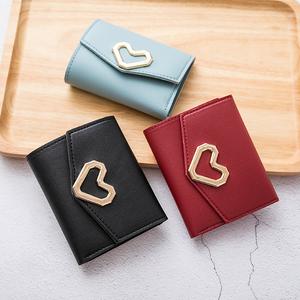 Wallets  Selempang Dompet Wanita Pendek  Fesyen  Berbentuk Hati  Dompet Syiling Kecil  Dompet Lipat Tiga Segi Empat Mudah  Beg Syiling Wanita