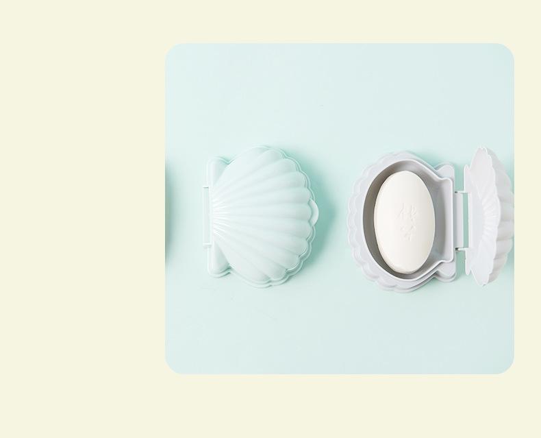 Product Introduction of Shell Shaped Soap Box With Lid Draining Non-slip Soap Holder Case Soap Dish PP Plastic Travel Kitchen Bathroom Accessories 15