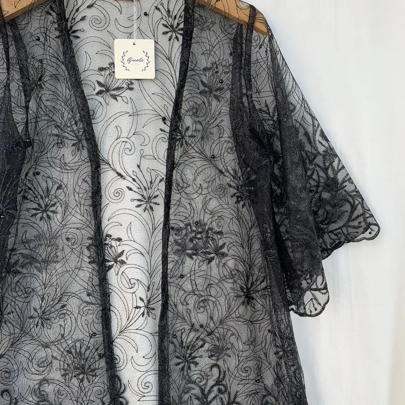 Ajmala - Long Outer brokat flower - baju kondangan wanita - baju kebaya wisuda - outer brukat panjang 3