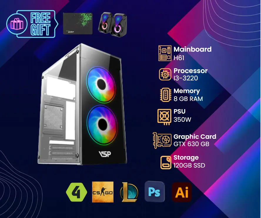 PC chơi liên minh đồ hoa siêu rẻ i3 vga 2G