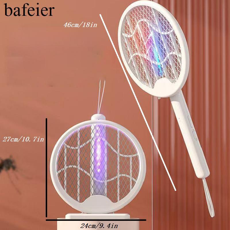 BAFEIER BAFEIER Electric Mosquito Fly Bug Zapper Racket, Foldable Bug Zapper Racket, Portable 3 in 1 Fly Swatter with Base, USB Rechargeable Mosquito Killer for Indoor Home Kitchen 1