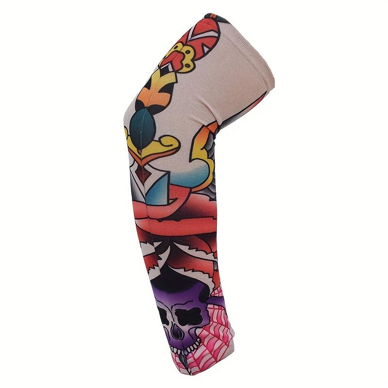 1pc Cycling Tattoo Ice Arm Sleeves, Sun Screen UV Protection Compression Arm Sleeves For Fishing, Camping, Cycling, Hiking 4