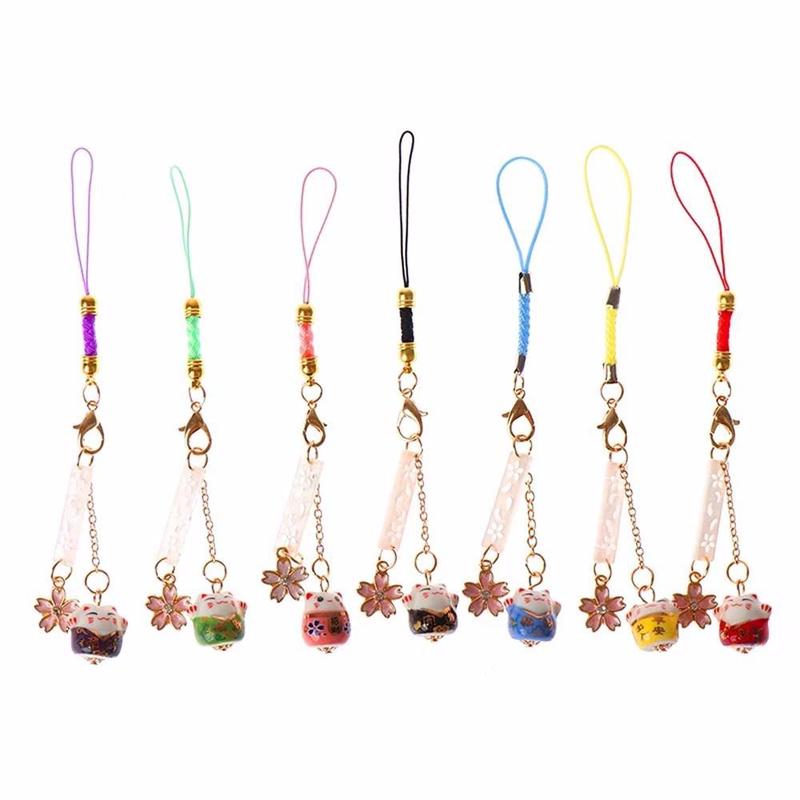 Product Introduction of Couple Gifts Cute Ceramic Cat Accessories Key Chain Phone Charms Phone Pendant Keyring Pendant DIY Charms Mobile Phone Lanyard Mobile Phone Straps  Cat Keychain Maneki Neko Trinkets 9
