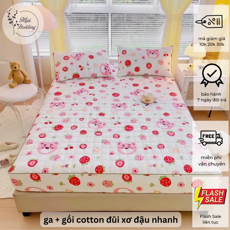 [ Tặng Kèm Thảm Chân 40k ] Ga gối cotton đũi xơ đậu nành chần bông Thoáng khí 0
