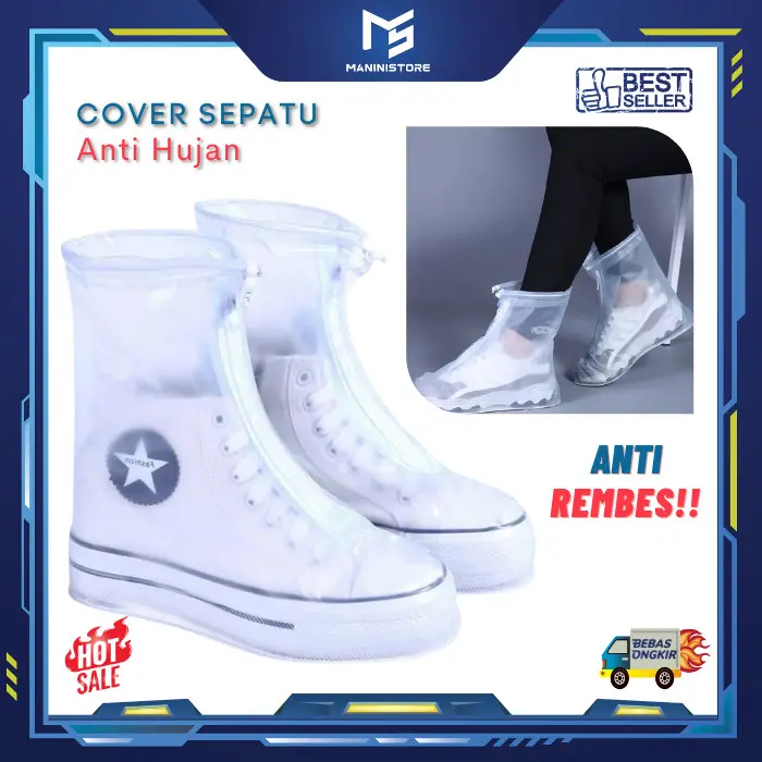 Cover sepatu Jas Hujan Sepatu Anti Air Shoes Cover PVC with Zipper