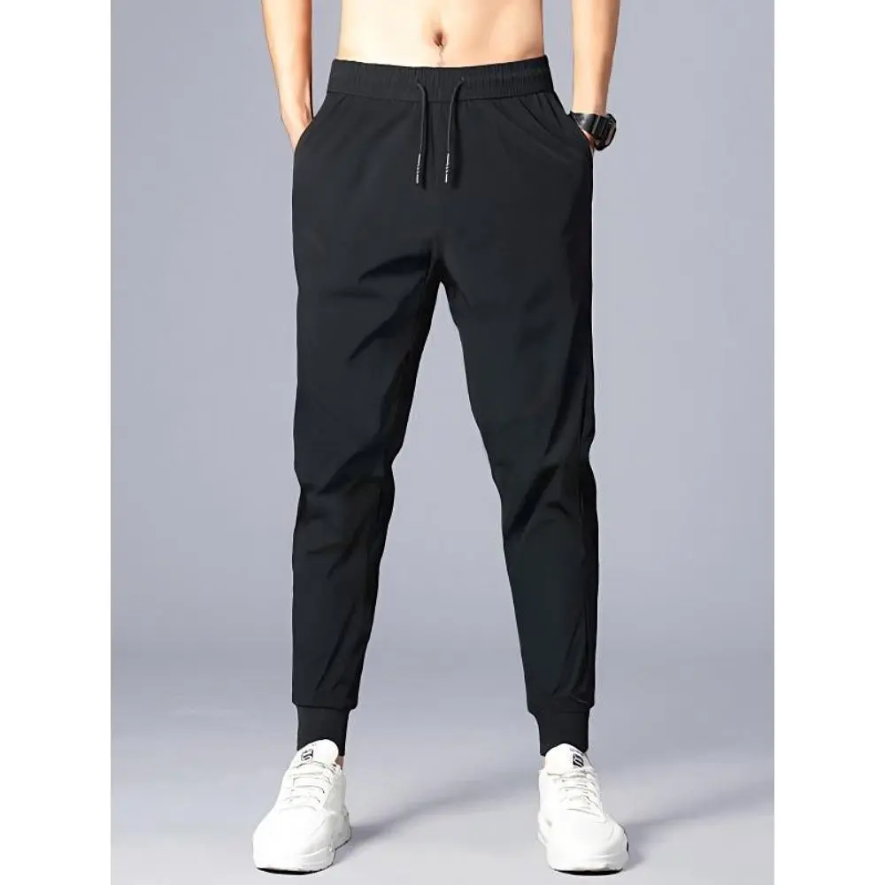 Long Pants Men's Casual Pants Summer Ice Silk Thin Loose Quick-Drying Ankle-Tied Harem Pants Trendy Track Pants Men