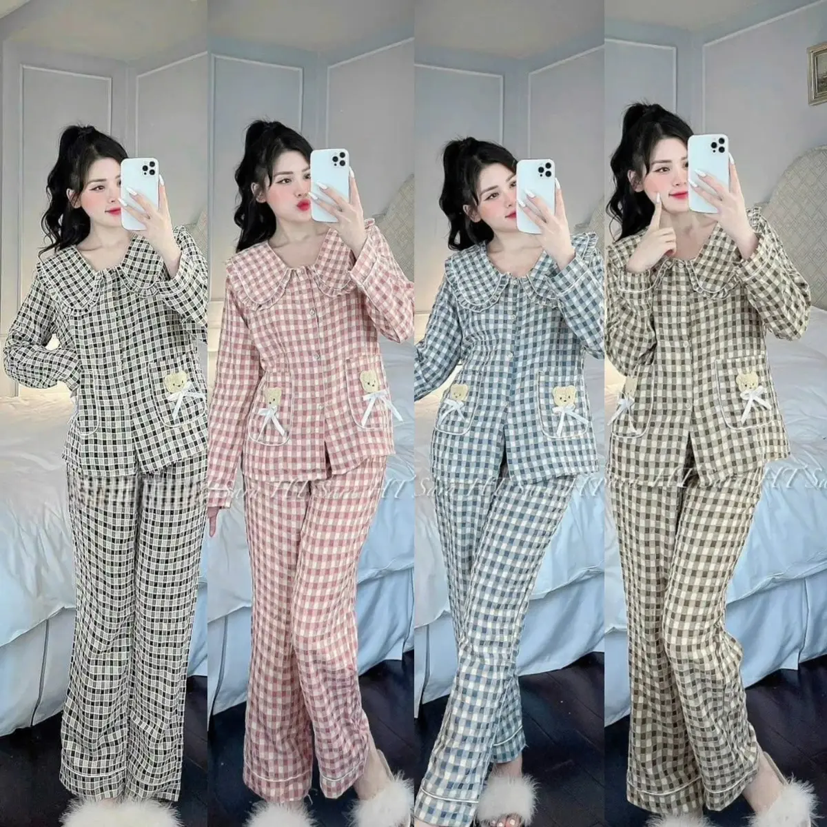 BỘ NGỦ ĐŨI NHUNG TAY DÀI QUẦN DÀI, BỘ NGỦ MẶC Ở NHÀ CHO NỮ CHẤT THOÁNG MÁT LOẠI 1 M7A xốp Nho Women