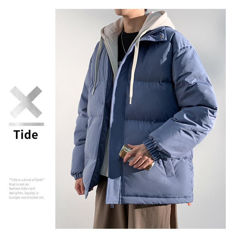 Product Introduction of 2025 Autumn and Winter New Couple's Cotton-Padded Coat Men's False Two Pieces Casual Jacket Loose Detachable Hooded plus Size Women's Bread Coat 21