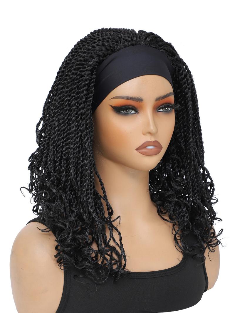 Product Introduction of 12 Inch Short Braided Headband Wigs for Black Women, Heat Resistant Crochet Twist Box Braided Headband Bob Wig, African Synthetic Braiding Hair Headband Wig 4