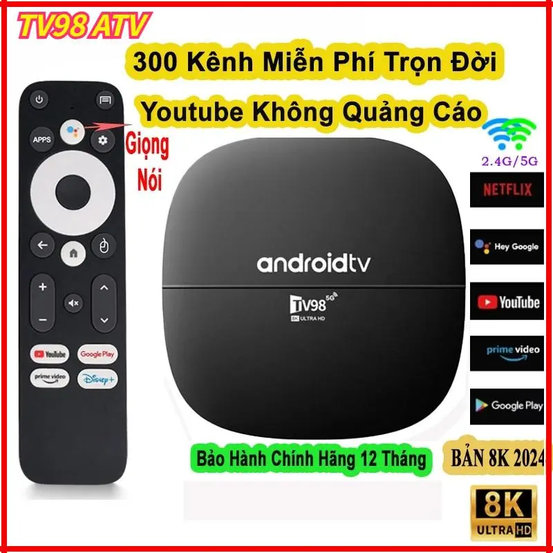 New Android TV Box TV98 Giọng Nói + 300 Kênh Miễn Phí Tiếng Việt Hát Karaoke Xem Phim Xem Bóng Đá Điều Khiển Tivi 0