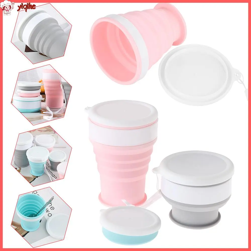 1pc 100/200/350ml Silicone Telescopic Folding Cup with Buckle Collapsible Outdoor Travel Camping Portable Tea Coffee Cups Drinking Mug