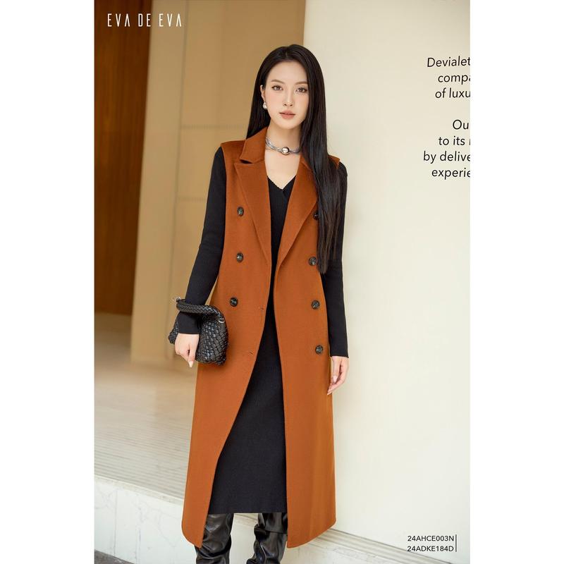  Áo khoác gile nữ dáng dài Eva de Eva 24AHCE003N 
