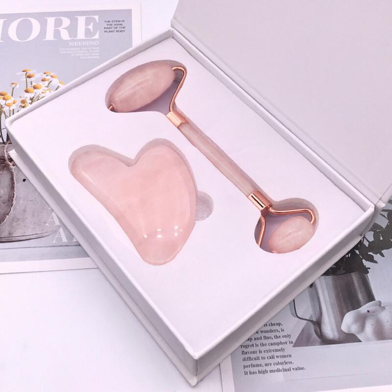 CHÍNH HÃNG Bộ đá guasha massage mặt bằng đá thạch anh tự nhiên cao cấp giúp nâng cơ săn chắc da Skincare miếng mát đá gua