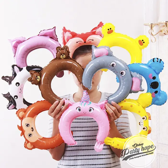 ( isi 10 ) balon bando anak karakter / balon bandana / balon karakter / Animal head band ( isi 10 ) balon bando anak karakter / balon bandana / balon karakter / Animal head band