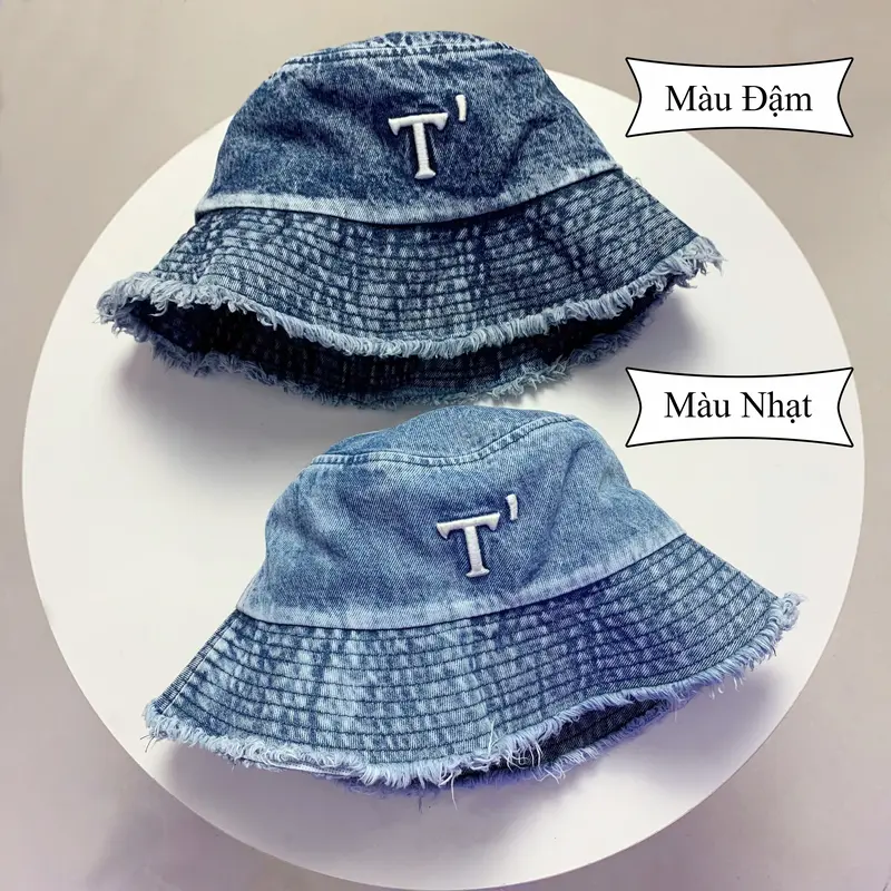 Mũ Bucket Tua Rua Chữ Cái từ A-Y chất Cotton form Unisex Nam Nữ 8